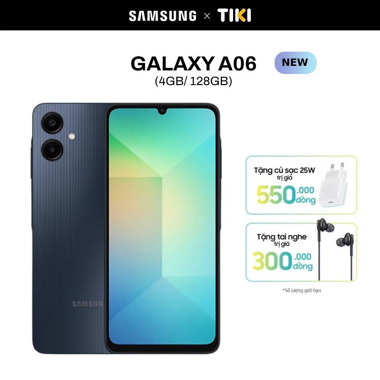 Điện Thoại Samsung Galaxy A06 (4GB/128GB) Đã kích hoạt bảo hành điện tử - Hàng Chính Hãng