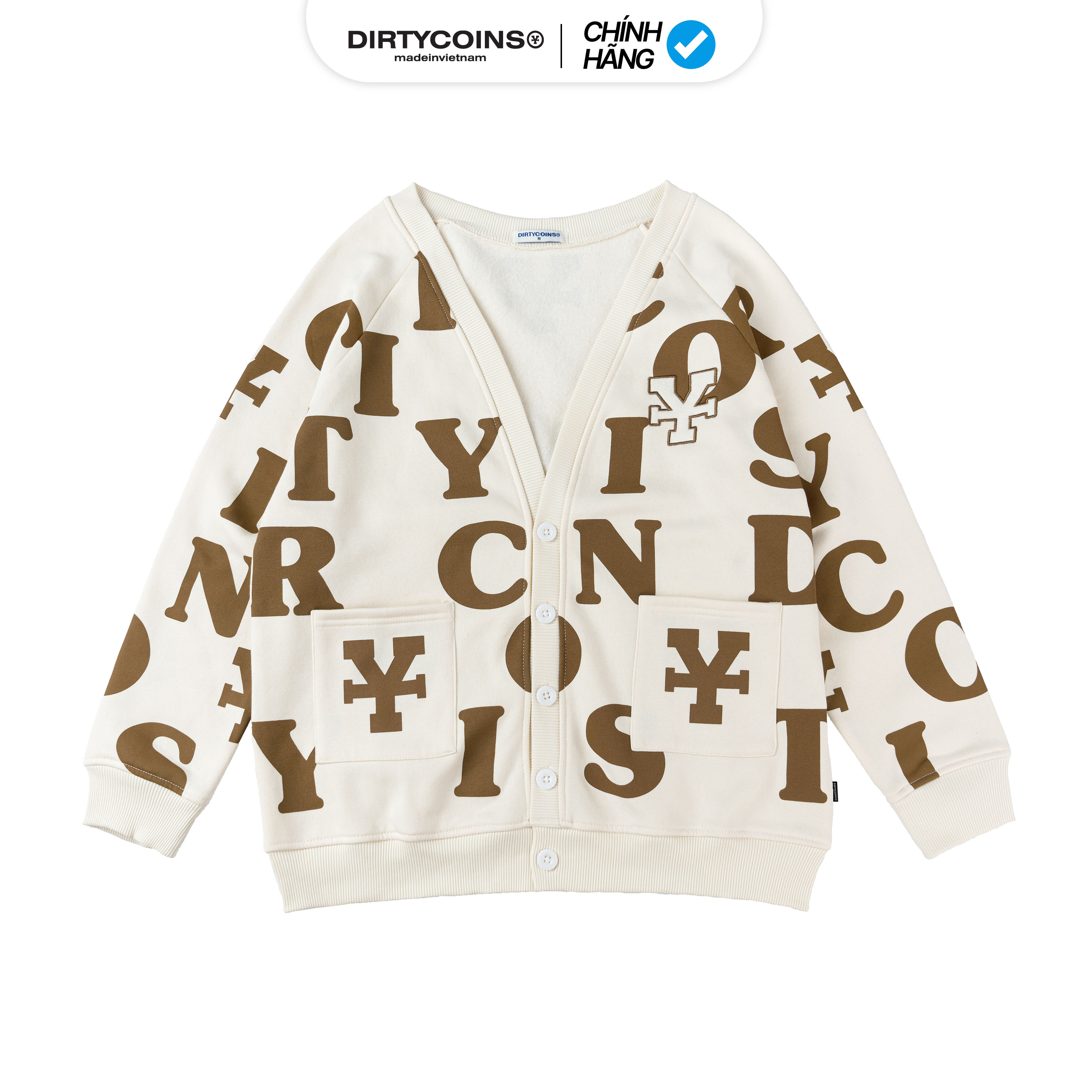 Áo Khoác DirtyCoins Print Cardigan - Ivory/Brown