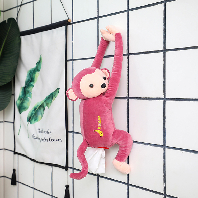 Túi đựng khăn giấy bằng thú nhồi bông Pink Monkey