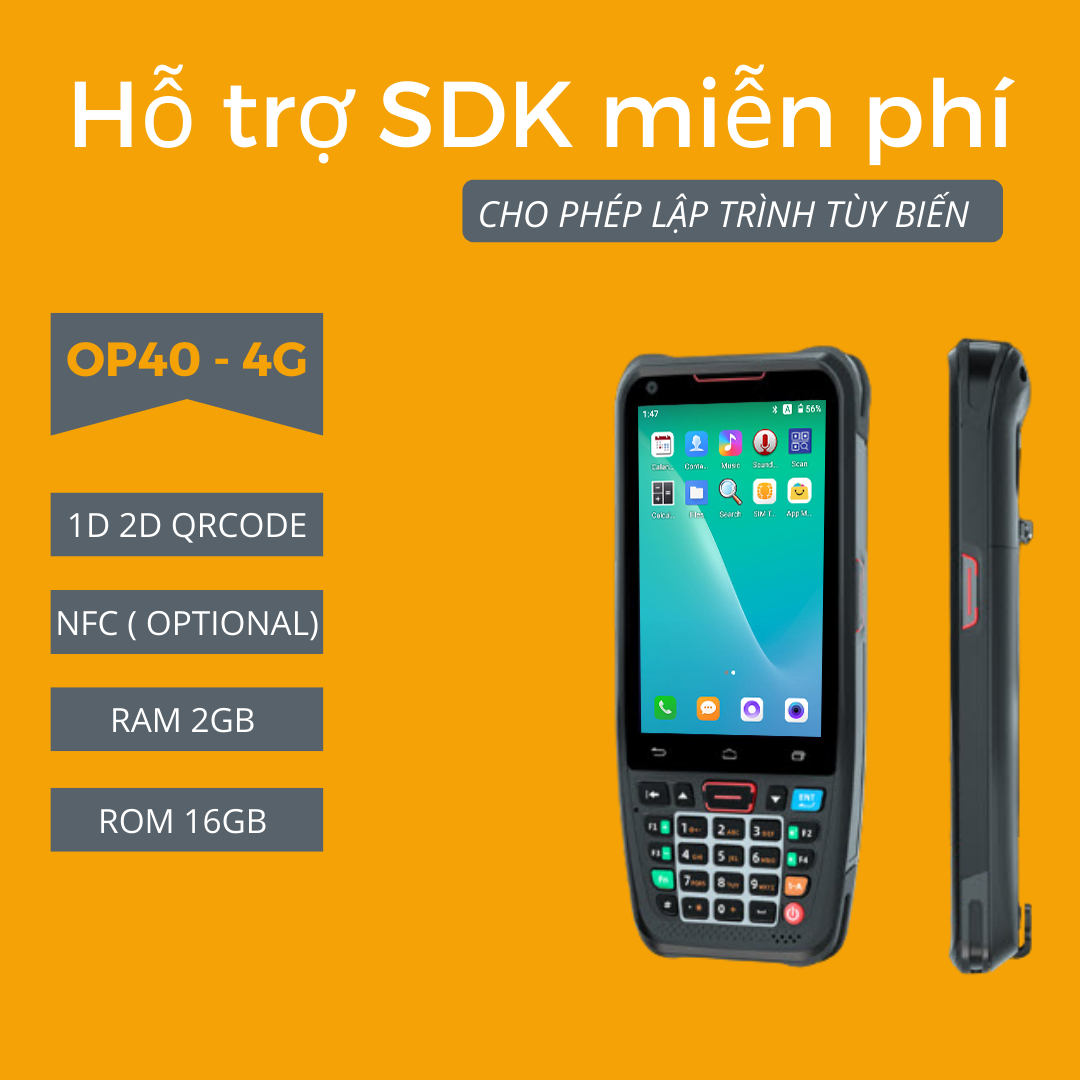 Máy quét mã vạch PDA đọc được CCCD – Máy kiểm kho PDA – Máy PDA OPTORI OP40 ( Hàng chính hãng)