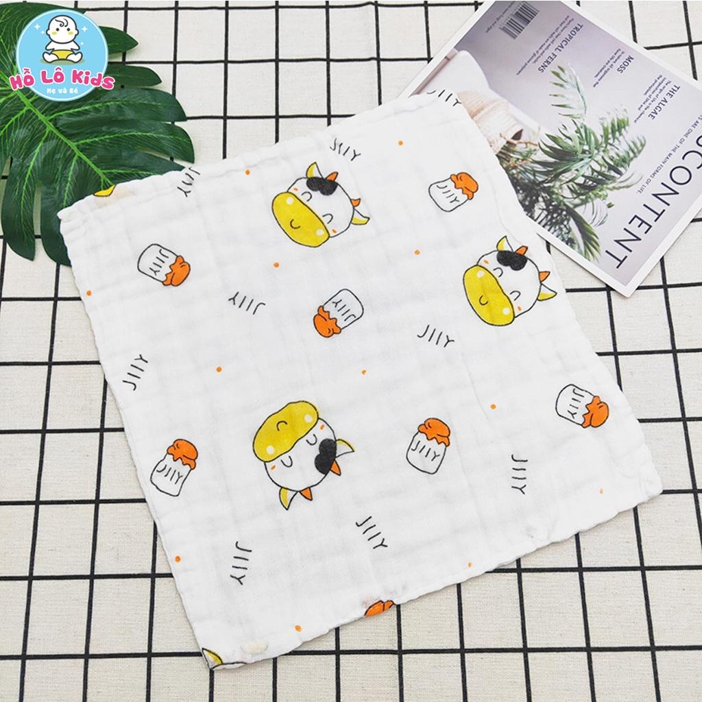 Khăn Xô 6 Lớp cho bé khăn sữa họa tiết đáng yêu, ngộ nghĩnh 25 x 25 cm Hồ Lô Kids