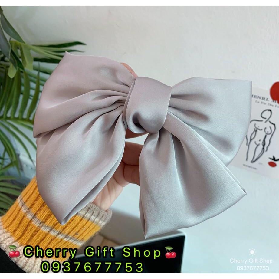 Kẹp Tóc Gắn Nơ Thắt Ruy Băng Vải Chiffon và Satin Mềm Mại Cỡ Lớn Kiểu Dáng Cổ Điển Cho Nữ