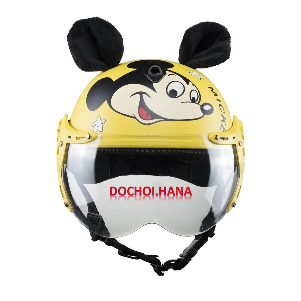Nón Bảo Hiểm Cho Bé 3-7 Tuổi - HÀNG TỐT - An toàn cho bé, có kính, kiểu dáng đẹp, mẫu Mickey..