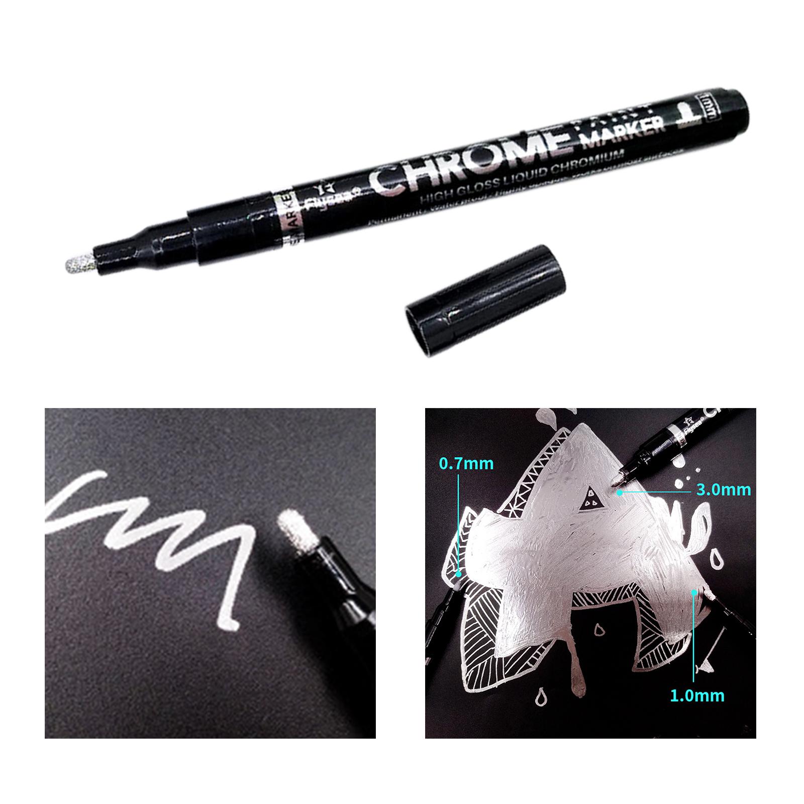 Liquid Chrome Marker Oil-Based Paint Pen 1mm for Glass Plastic Metal Stone