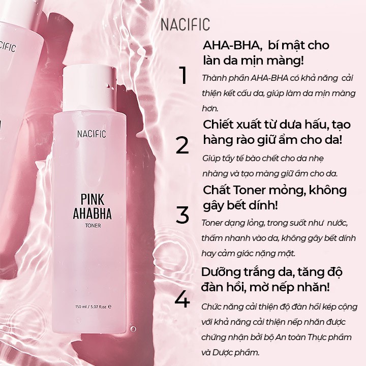 Nước Hoa Hồng Tẩy Tế Bào Chết NACIFIC Pink AHABHA Toner 150ml