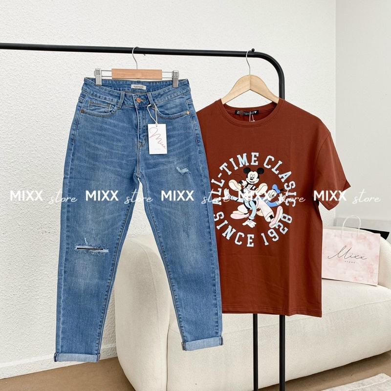 Áo Thun Nữ Mickey 2 mặt chất thun đanh mịn phom suông rộng thời trang