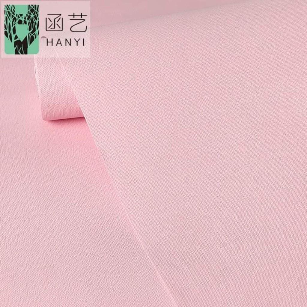 10m Giấy dán tường màu hồng trơn vân nổi - 10m decal dán tường màu hồng vân nổi có keo sẵn