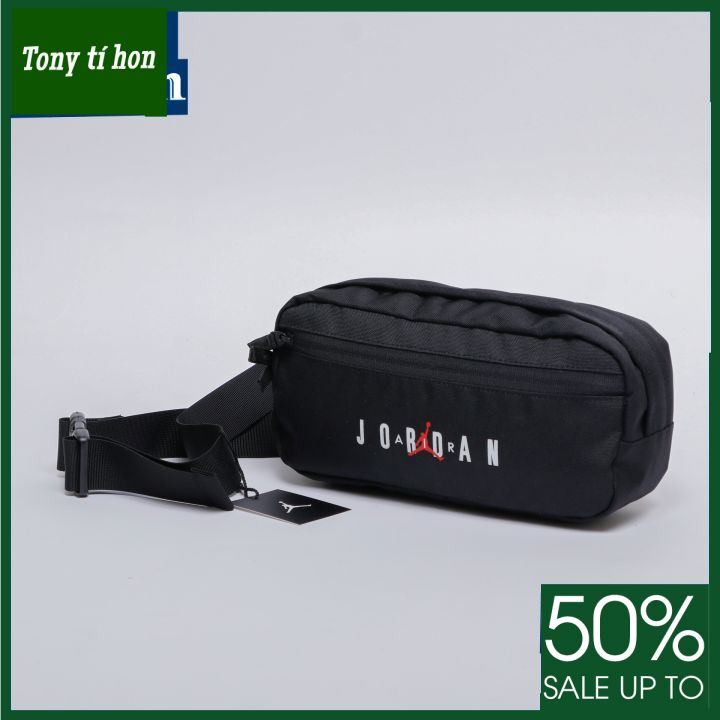 Tony tí hon - Túi đeo chéo JOR.DAN JUMPMAN BLACK WAIST bag chống thấm 2 ngăn khóa kéo