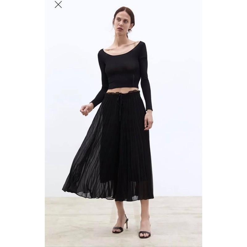 Quần váy voan xếp ly