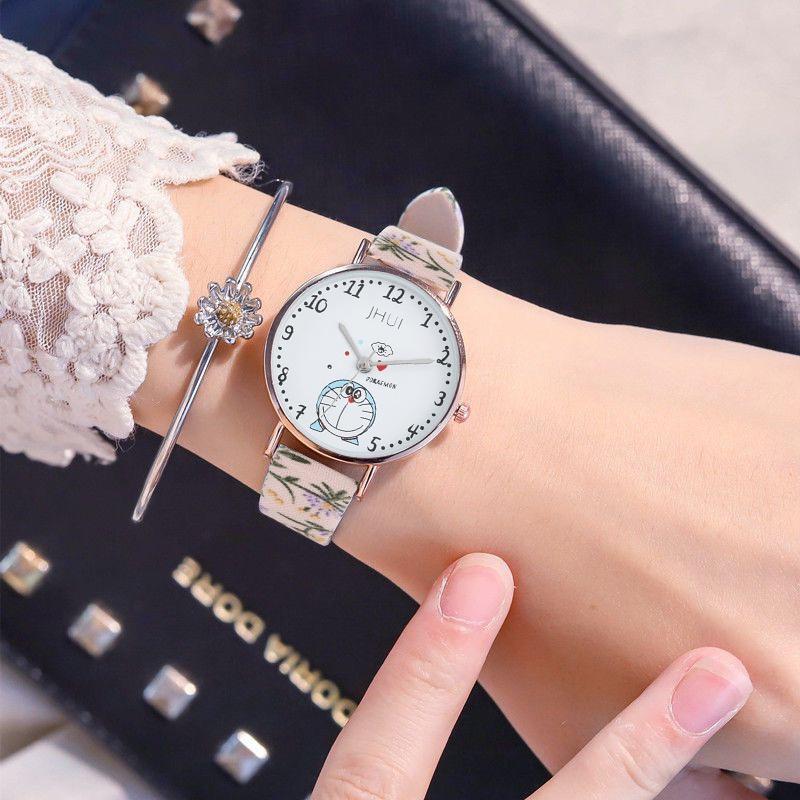 Đồng Hồ Đeo Tay Dây Vải Họa Tiết Doraemon Xinh Xắn Cho Nữ(Vòng đeo tay và hộp không bao gồm