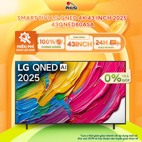 Smart Tivi LG QNED AI 4K 43 Inch 43QNED80ASA/ 50 Inch 50QNED80ASA/ 55 Inch 55QNED80ASA /65 Inch 65QNED80ASA - Hàng Chính Hãng - Mới 100