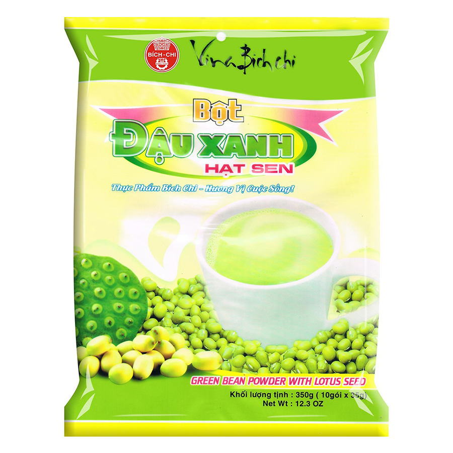 Thùng 10 Gói Bột Đậu Xanh Hạt Sen Bích Chi (35g x 10Túi /Gói)