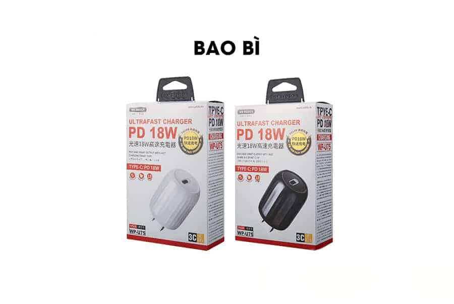 Củ sạc nhanh chuẩn PD18W Remax WK WP-U75 18W - Hàng chính hãng