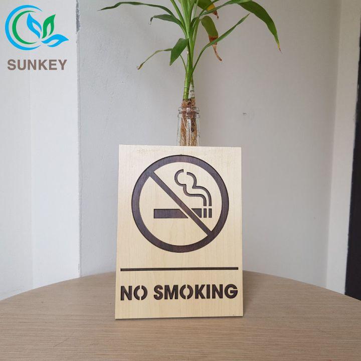 Bảng Gỗ Treo Cửa Chữ No Smoking - Kích Thước 14x19 cm - Chất Liệu Gỗ MDF Nhập Khẩu - Trang Trí Tường, Treo Cửa