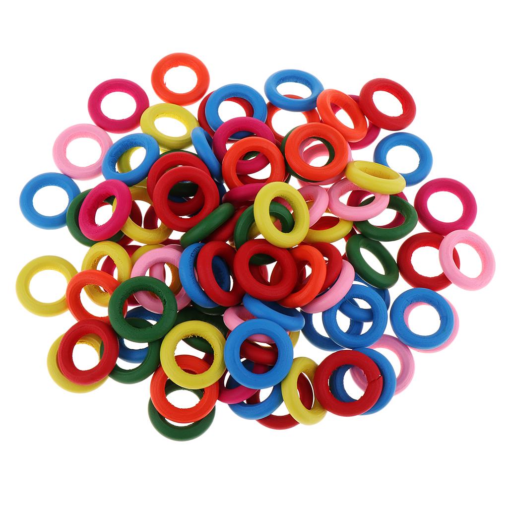Dyed Mixed Color Wood Ring Pendant Connector Jewelry Making