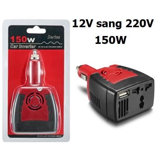 Tẩu Sạc Đổi Nguồn Ô Tô cổng USB 2.1A DC 12V sang AC 220V 150W