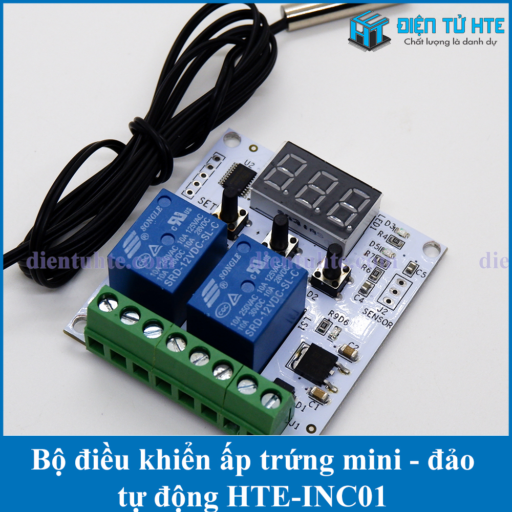 Mạch điều khiển nhiệt độ ấp trứng - đảo tự động - đếm ngày ấp HTE W1209ST INC01