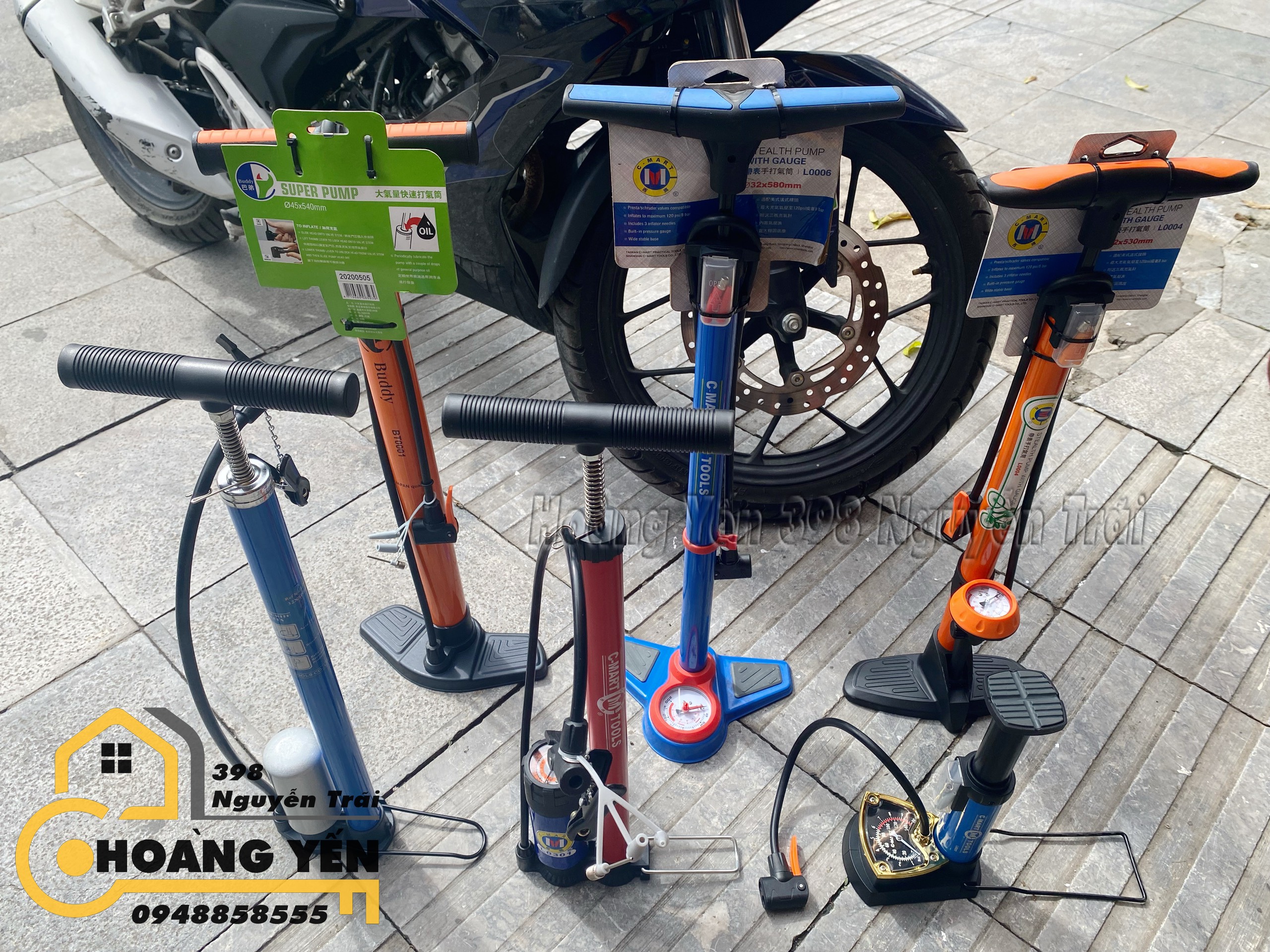 Bơm lốp xe hai nòng chính hãng C-MART