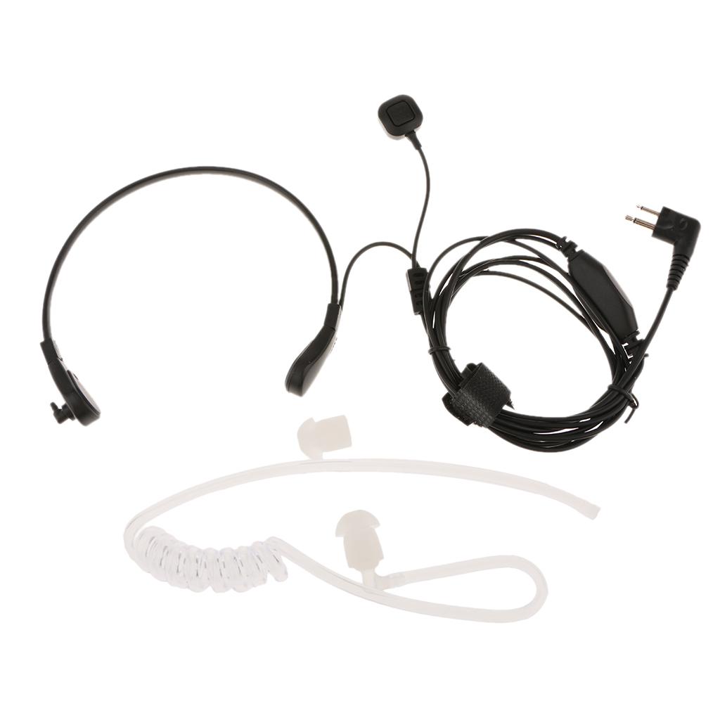 Throat Mic Covert Acoustic Tube Earpiece Headset With Finger Ptt Compatible For 2 Pin Two Way Radio Walkie Talkie Motorola P88, Cp040. Cp100, Cp110, Cp125, Cp150, Cp200, Cp250, Cp300