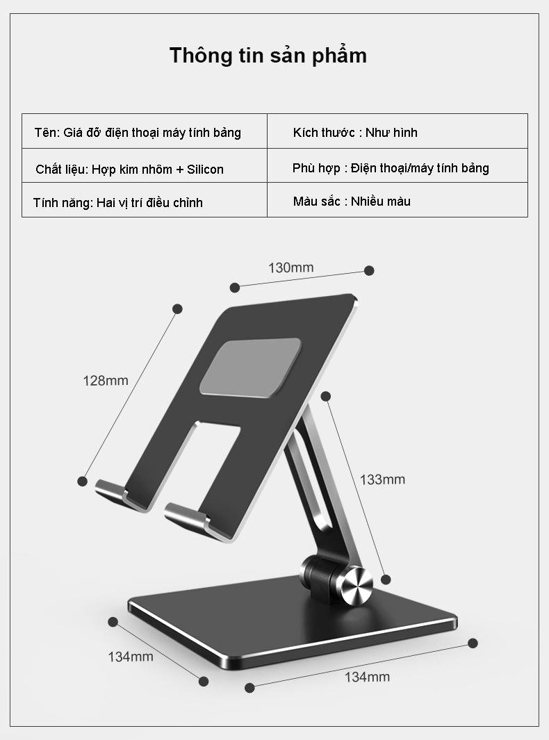 Giá Đỡ Để Bàn Điện Thoại Di Động, Máy Tính Bảng, Ipad Hợp Kim Nhôm Cao Cấp Hai Trục Xoay 180 Độ Chống Đổ Hàng Chính Hãng Tamayoko