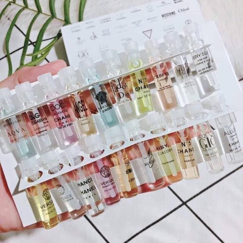 BỘ 20 CHAI TEST NƯỚC HOA MINI 20 MÙI NGẪU NHIÊN - NƯỚC HOA MINI TEST NHIỀU MÙI CHUẨN PHÁP LƯU HƯƠNG SUỐT 18H