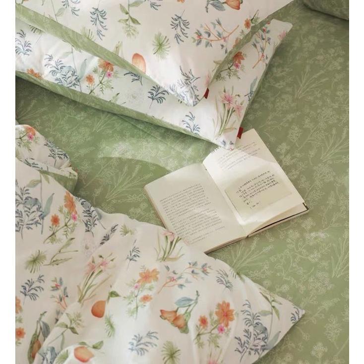 Bộ Chăn Ga Gối Cotton Living 100%cotton Hàng Nhập Khẩu Cao Cấp 4 Món