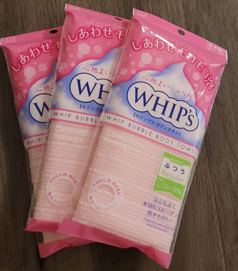 Khăn tắm tạo bọt Whip's (loại ít bọt) - Hồng - Made in Japan