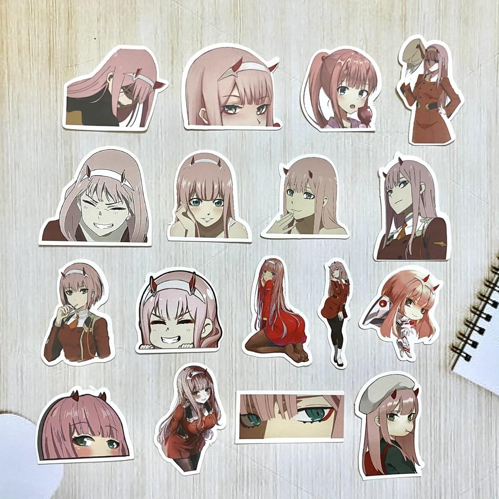 Bộ hình dán - sticker anime Zero Two - Darling in the Franxx dán trang trí laptop,máy tính bỏ túi,vali,điện thoại