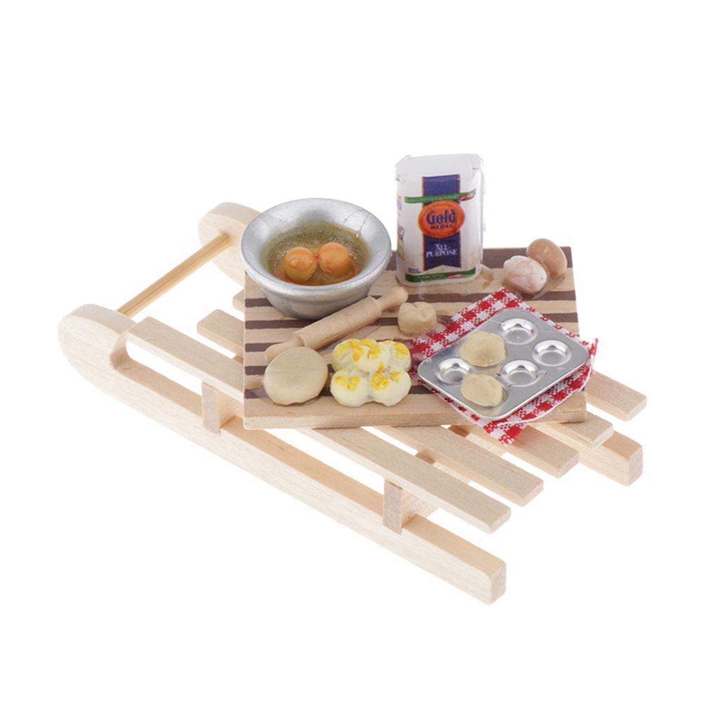 Miniature Rolling Pin Set 1:12 Dollhouse Accessories Kitchen for Children Doll Pretend Play Toy