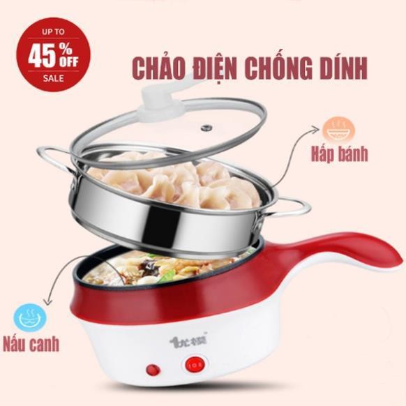 Nồi lẩu hấp, Ca mì, lẩu, hấp đa năng mini 2 tầng cán dài