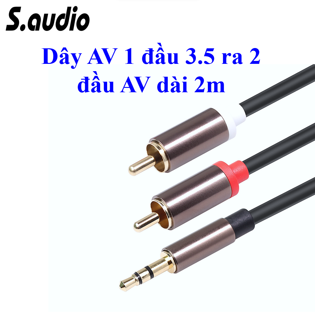 Dây 3.5 ra 2 đầu AV dài 2m sợi  Đồng tinh luyện hàng chất lượng