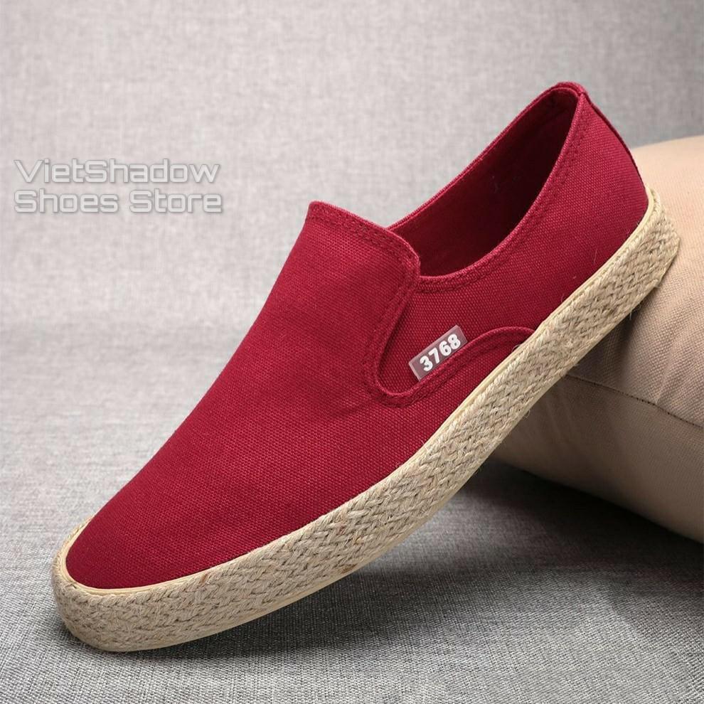 Slip on nam - Giày lười vải nam cao cấp thương hiệu 3768 - Vải thô 4 màu (đen), (khaki), (Xanh), (Đỏ) - Mã SP 616C