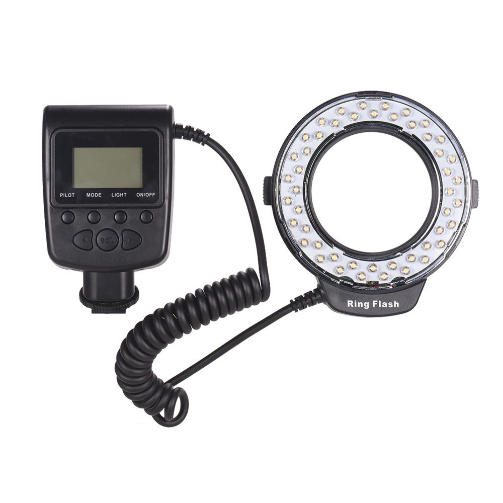 Đèn LED vòng HD-130 Macro màn hình LCD 3000-15000K điều khiển nguồn GN46 với 3 bộ khuếch tán flash 8 vòng điều hợp