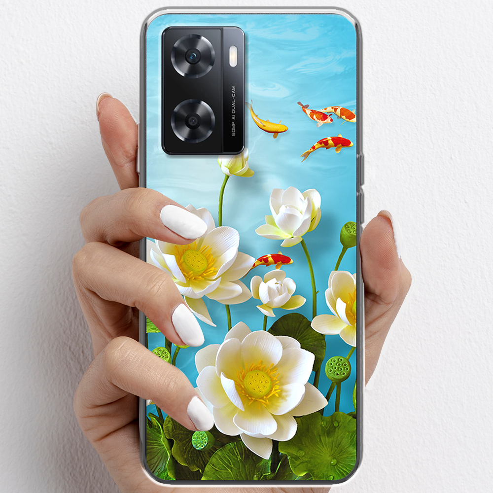 Ốp lưng cho Oppo A77s nhựa TPU mẫu Hoa sen cá chép đỏ