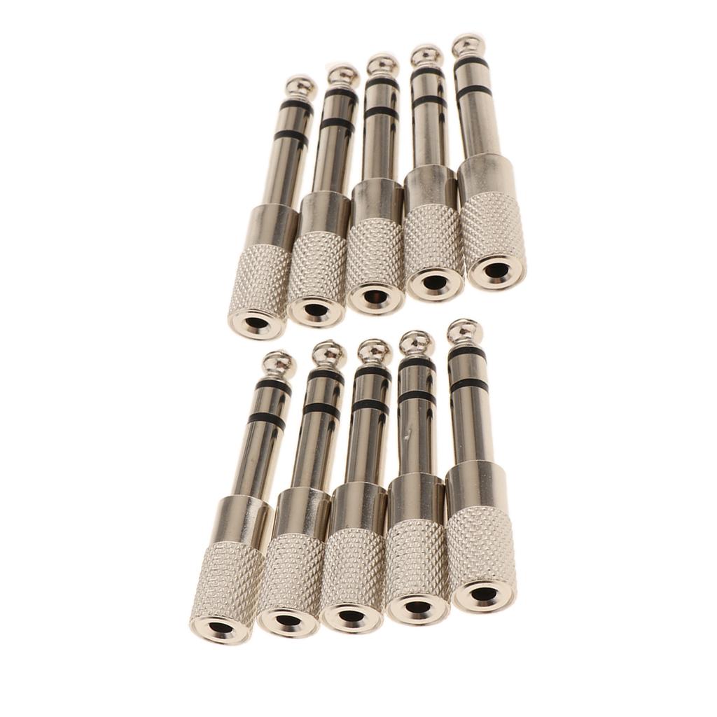 10 Pieces 6.5mm Male to 3.5mm Female Stereo Audio Headphone Jack Adapter