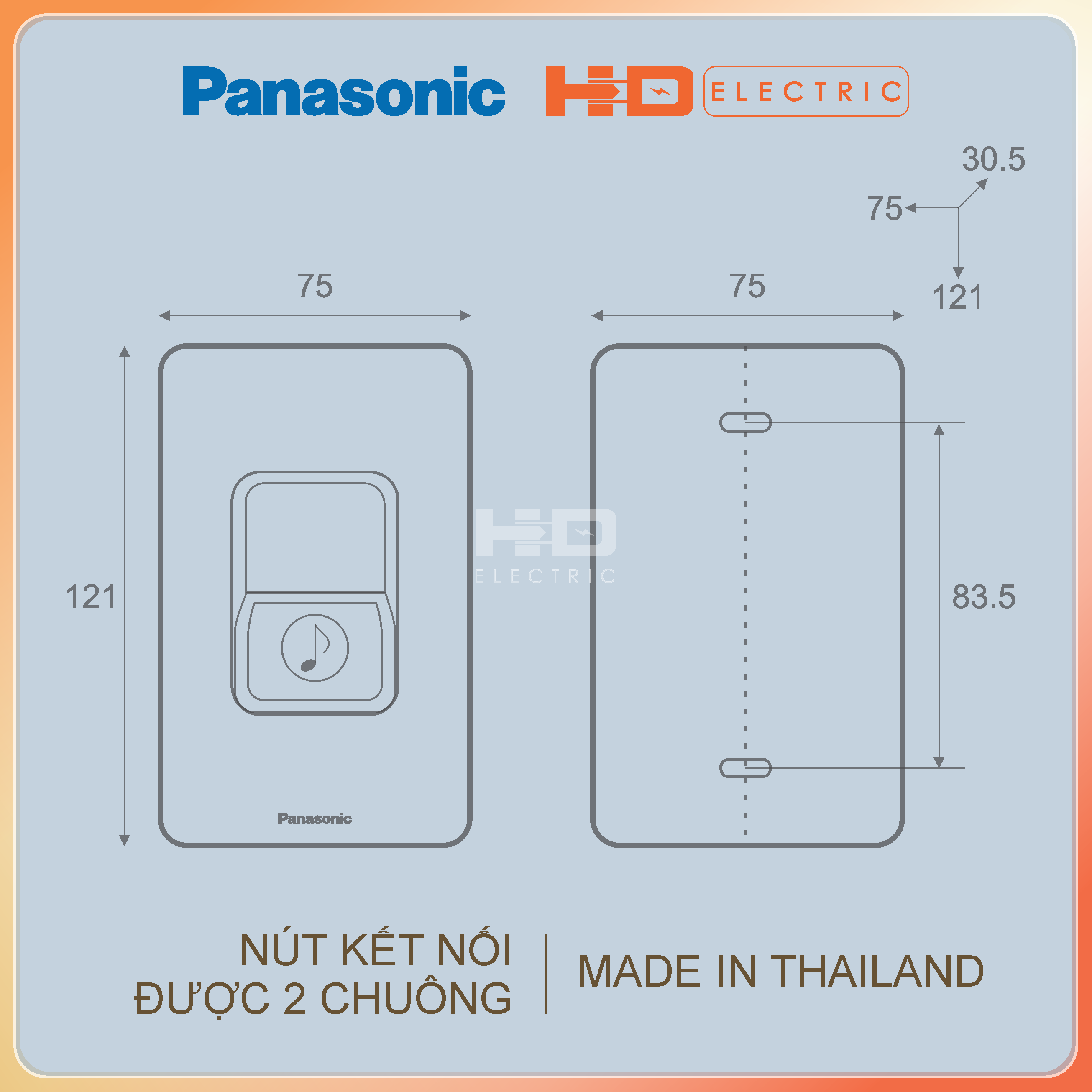 Chuông điện Panasonic gồm Nút nhấn EGG331 và Chuông EBG888 chính hãng