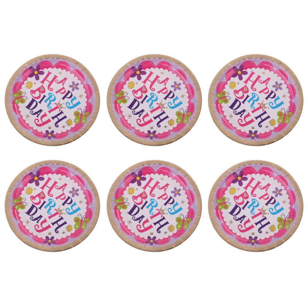 6 Pieces Happy Birthday Disposable Cake Cupcake Paper Plates Tableware