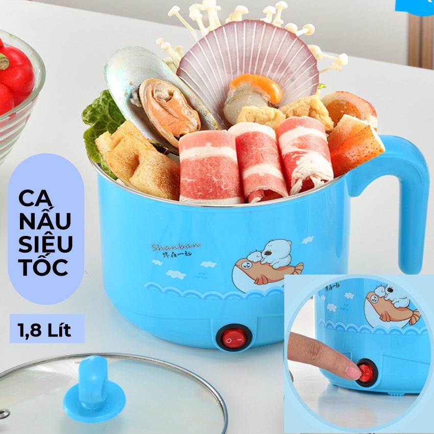 Ca Nấu Mì mini siêu tốc Có Tay Cầm 1,8L - Nồi Lẩu Điện Mini