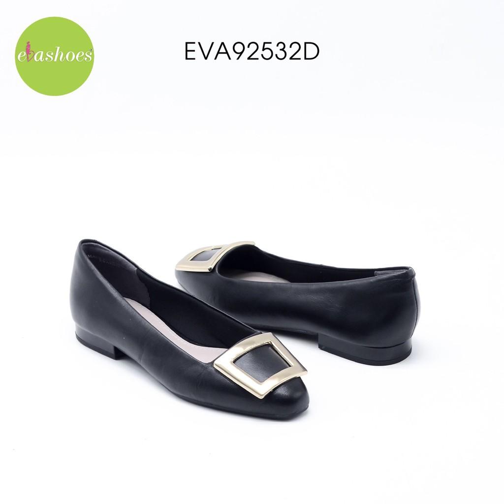 Giày búp bê phối nơ kim loại da bò 2cm Evashoes EVA92532D