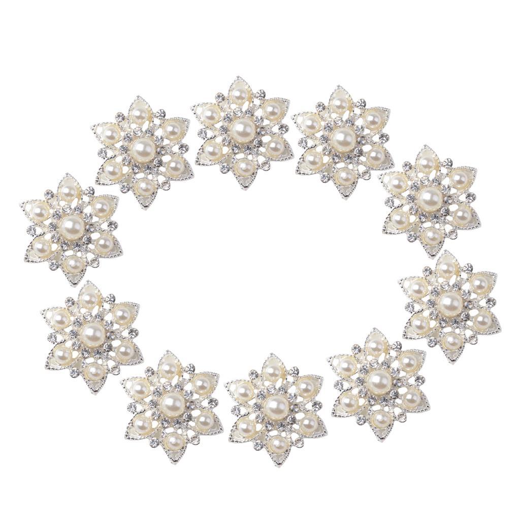 10pcs Clear Crystal Rhinestone Flower Buttons DIY Sewing Crafts 22mm