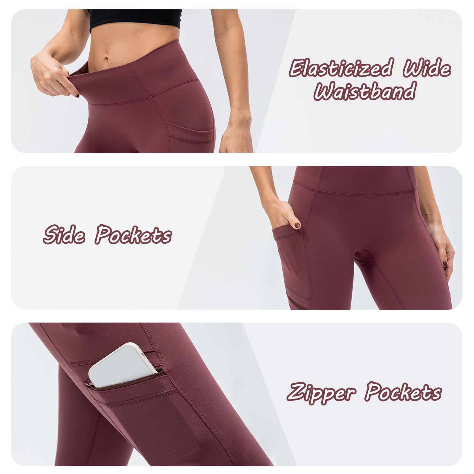 Quần legging yoga nữ với túi bên hông rộng eo cao bó sát