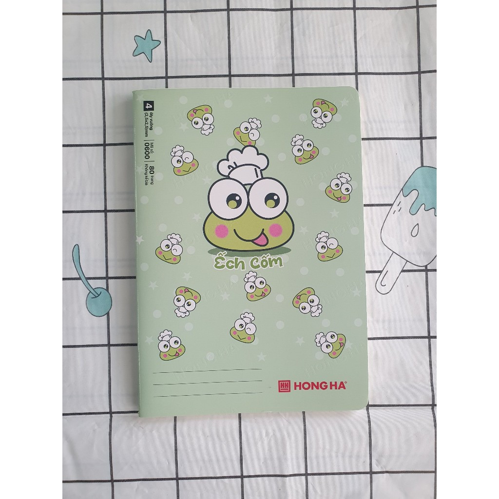 Lốc 5 Vở 4 ô ly Hồng Hà 80 trang School ẾCH CỐM 0600 - Định lượng 100gsm, Giấy trắng tự nhiên chống lóa