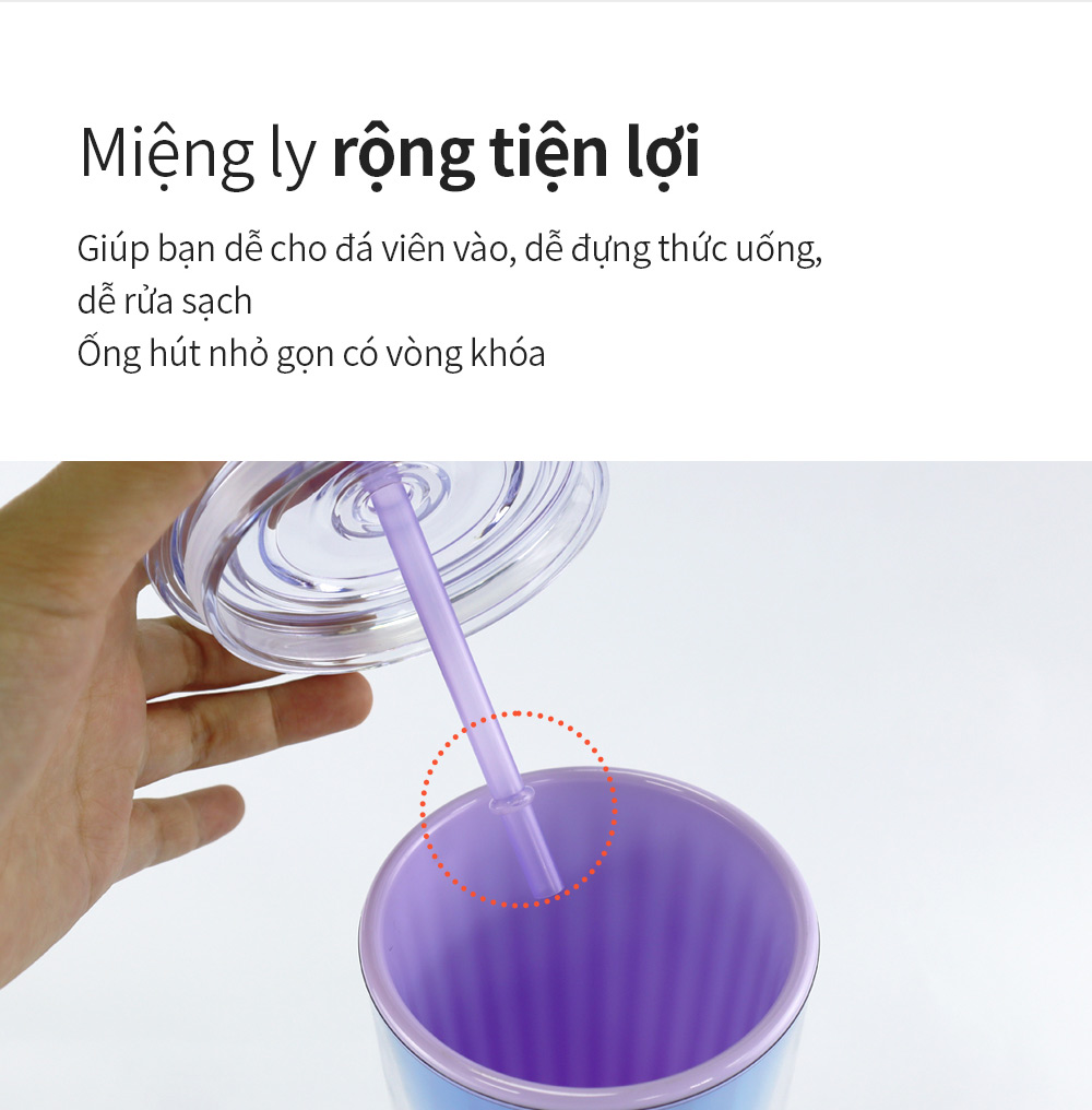 Ly nhựa Lock&amp;Lock 2 lớp 750ml HAP522 - Hàng chính hãng kèm ống hút cọ rửa, cách nhiệt tốt, miệng rộng - JoyMall
