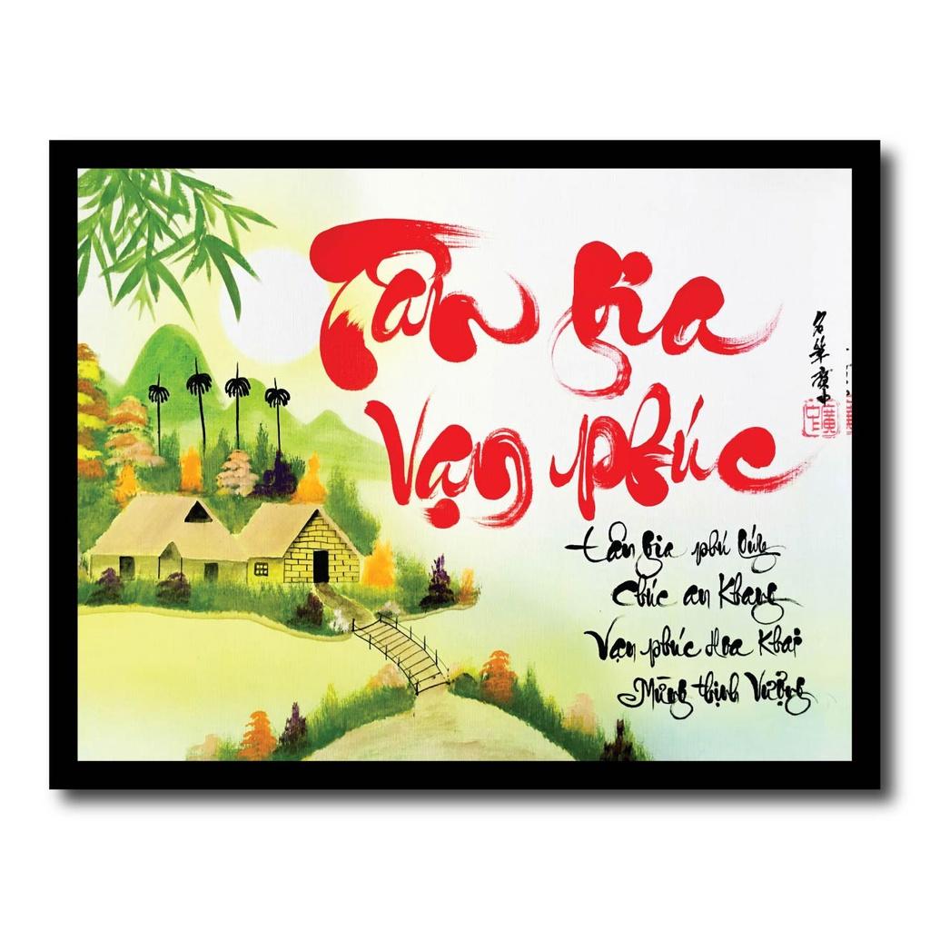 Tranh khung thư pháp chữ Cha Mẹ, gia đình treo tường