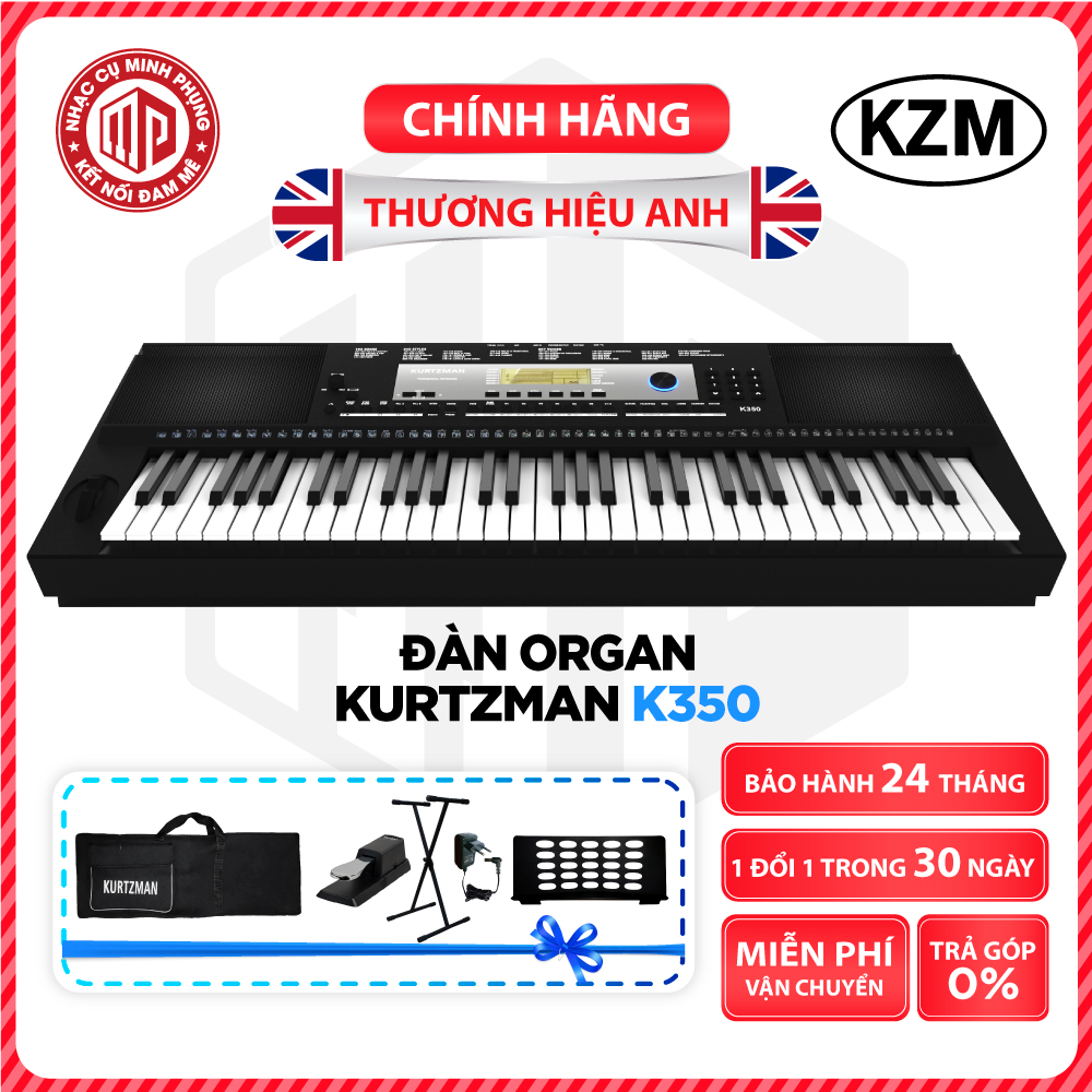 Đàn Organ điện tử/ Portable Keyboard - Kzm Kurtzman K350 - Best keyboard for Minishow - Màu đen (BL) - Hàng chính hãng