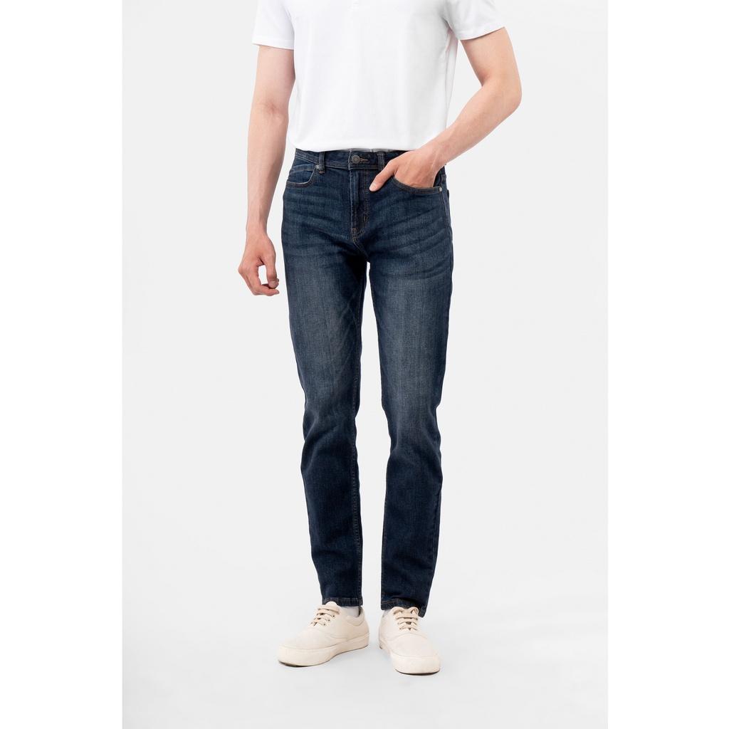 QUẦN JEAN TRƠN XANH ĐẬM SLIM - 10S22DPA010 | LASTORE MENSWEAR