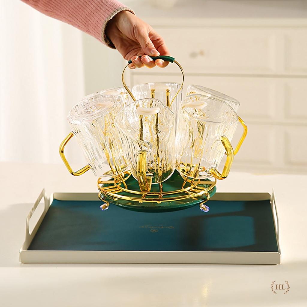 ÚP CỐC TRÒN CÓ KHAY HỨNG | GIÁ ÚP LY CỐC SƠN TĨNH ĐIỆN KÈM KHAY HỨNG TRÒN HOME LUXURY DECOR PHONG CÁCH VINTAGE 2022 NEW