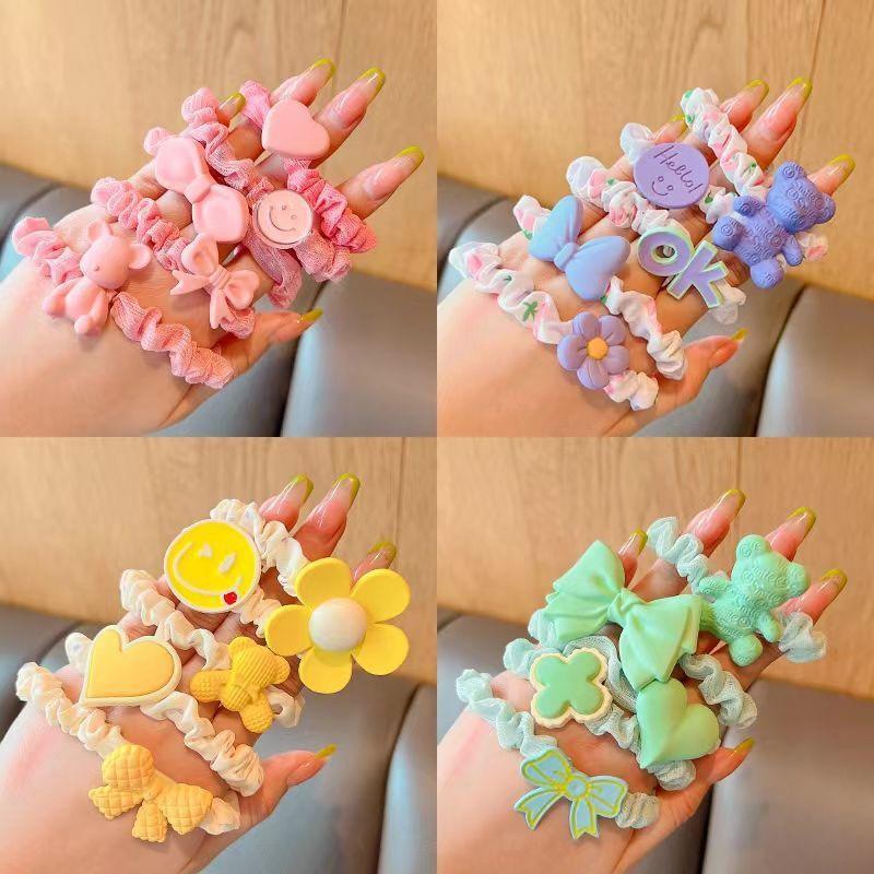 Chun Buộc Tóc Cho Bé Set 5 Chi Tiết Nghộ Nghĩnh Buộc Vải Cỡ Lớn