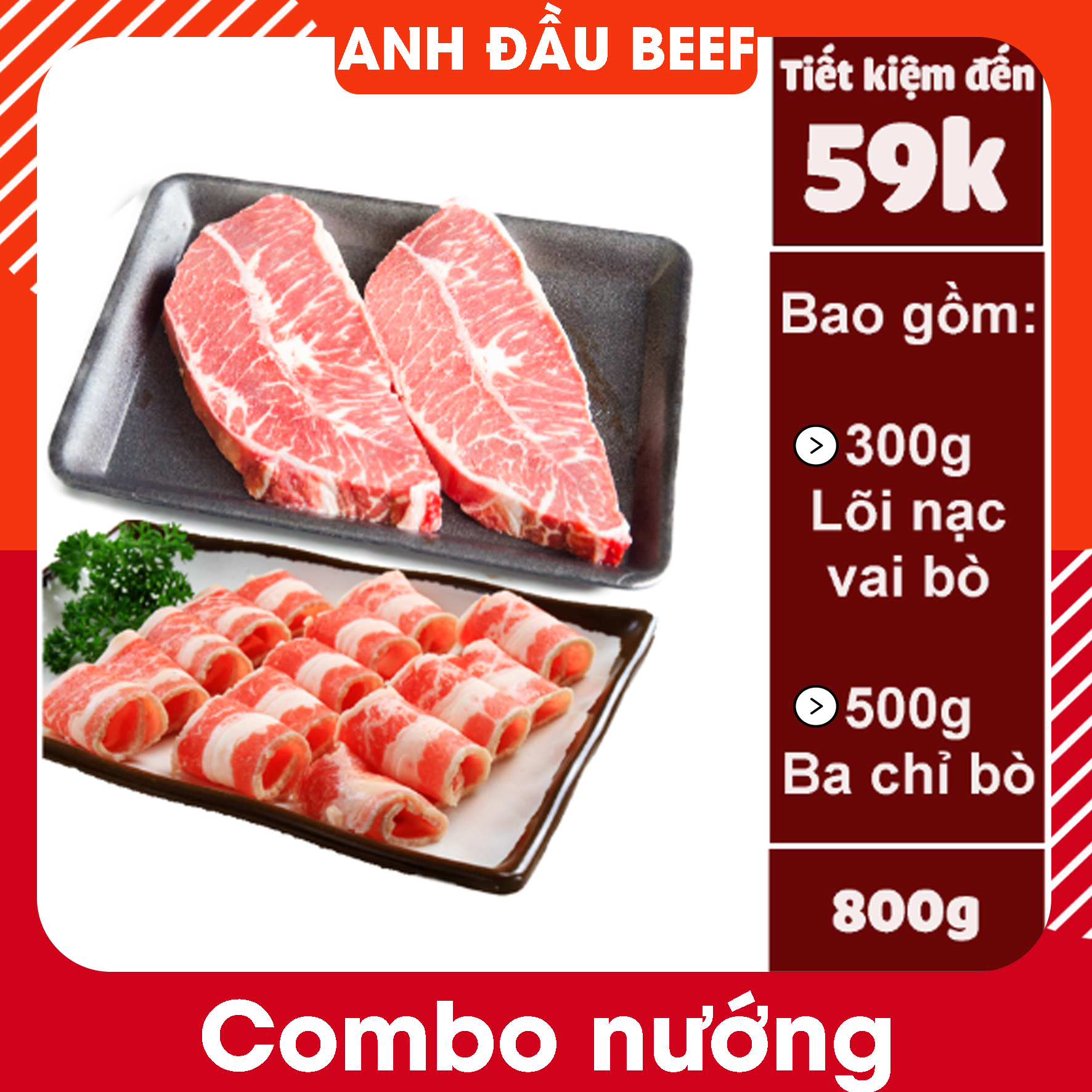 Combo nướng lãng mạn 3 - 800g - Giao nhanh trong 2h