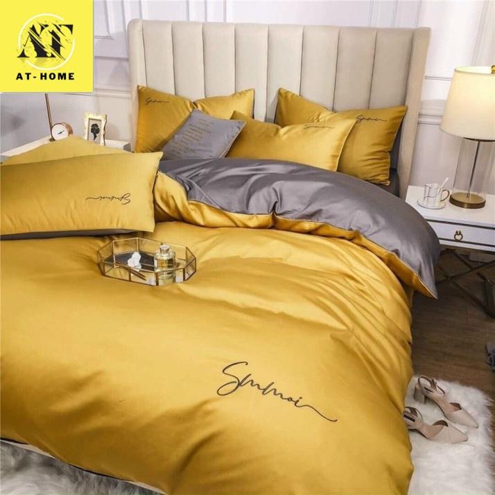 Set 5 Món Chăn Trần Bông Ga Gối Tencel 40s SUMOI - Vàng LAN PHAM BEDDING